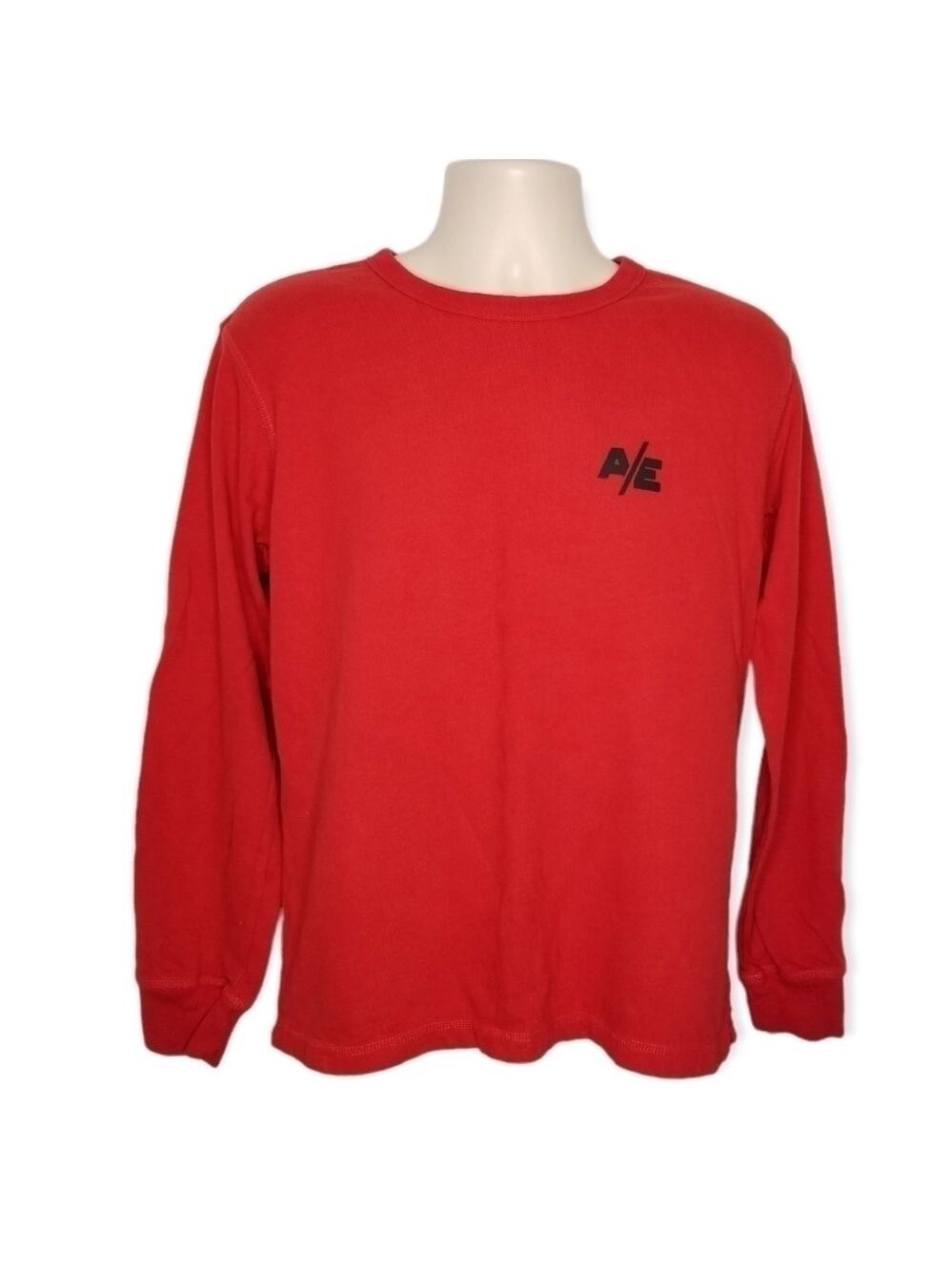 American Eagle Men's Long Sleeve Red Logo Sweatshirt Size M